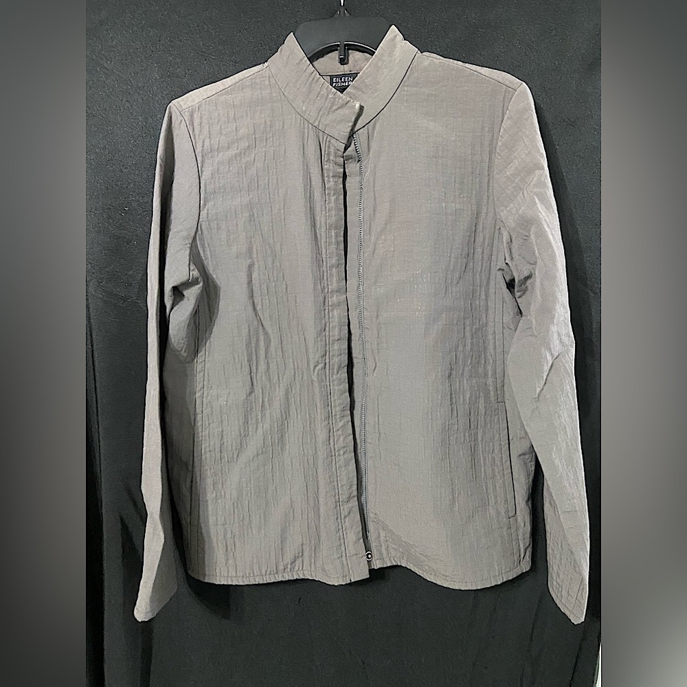 Eileen Fisher Lightweight Gray Moto Jacket Textured Size Small NWOT